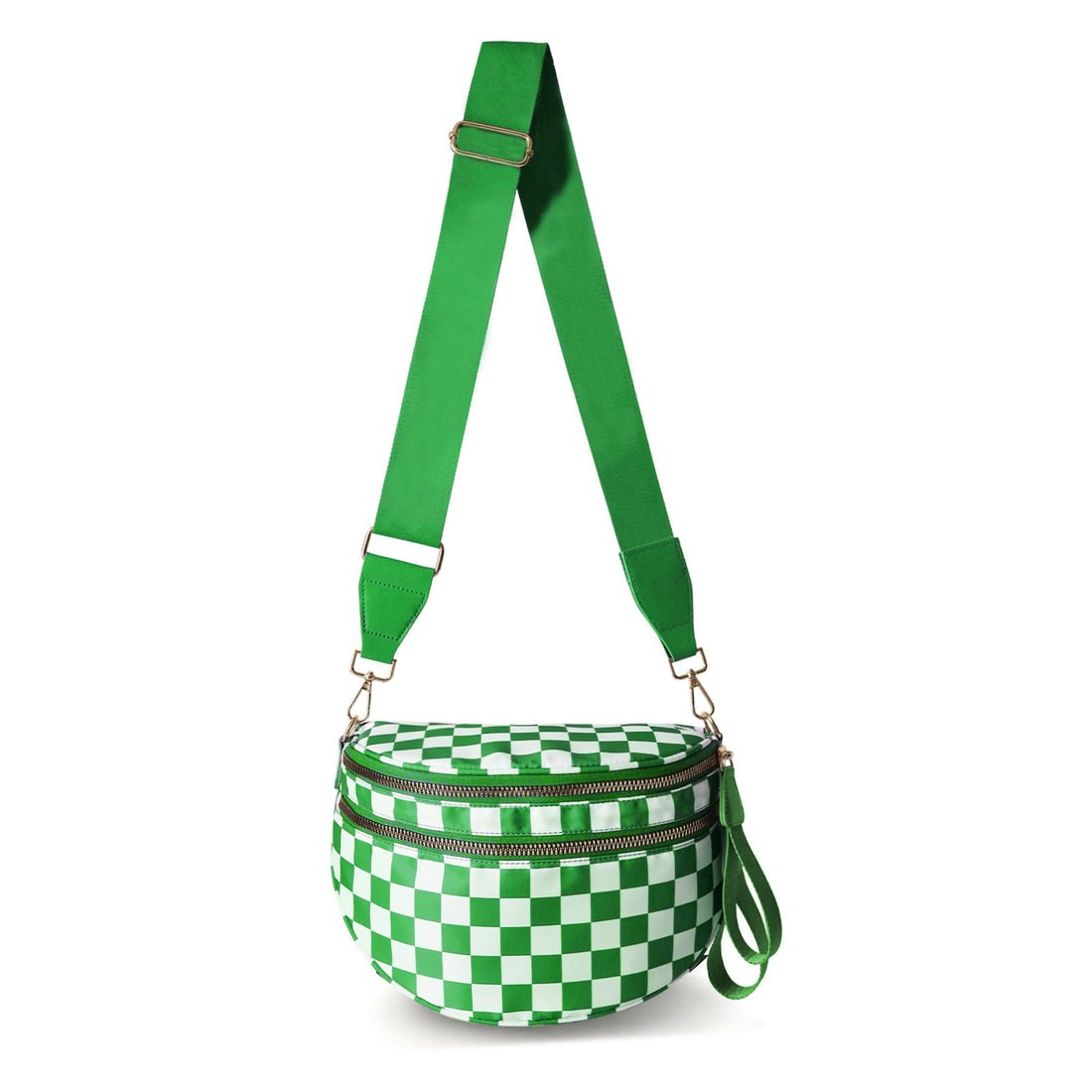 Clover green checkered bum bag