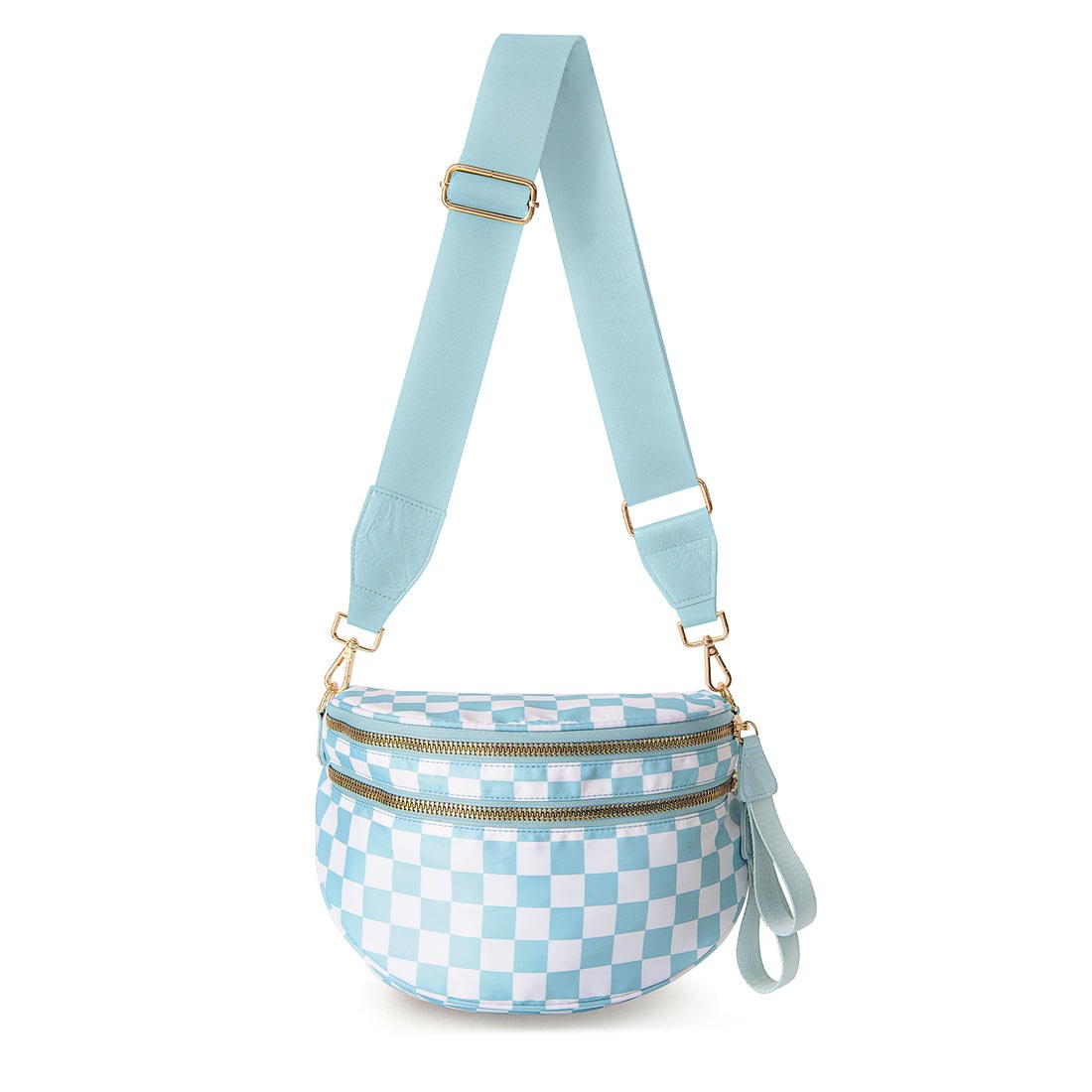 Sky blue checkered bum bag