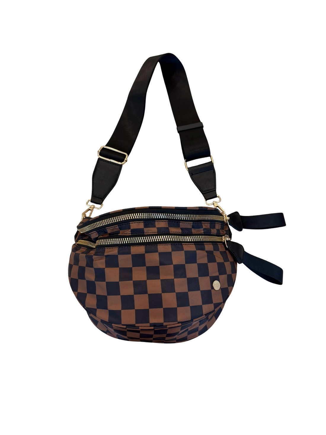 Checkered crossbody bag in black